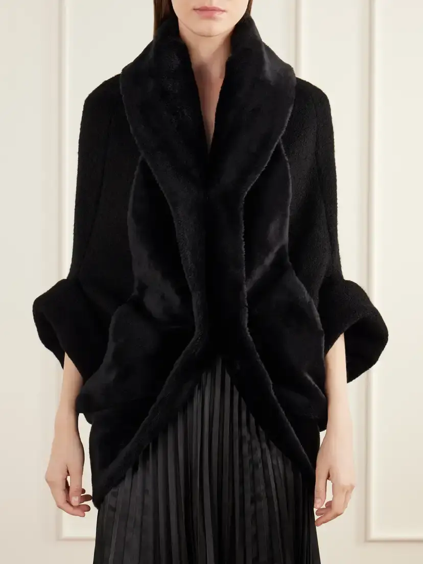 Junya Watanabe Plush-trimmed Wool-blend Felt Jacket | Thumbnail 3 Junya Watanabe Plush-trimmed Wool-blend Felt Jacket | Thumbnail 3