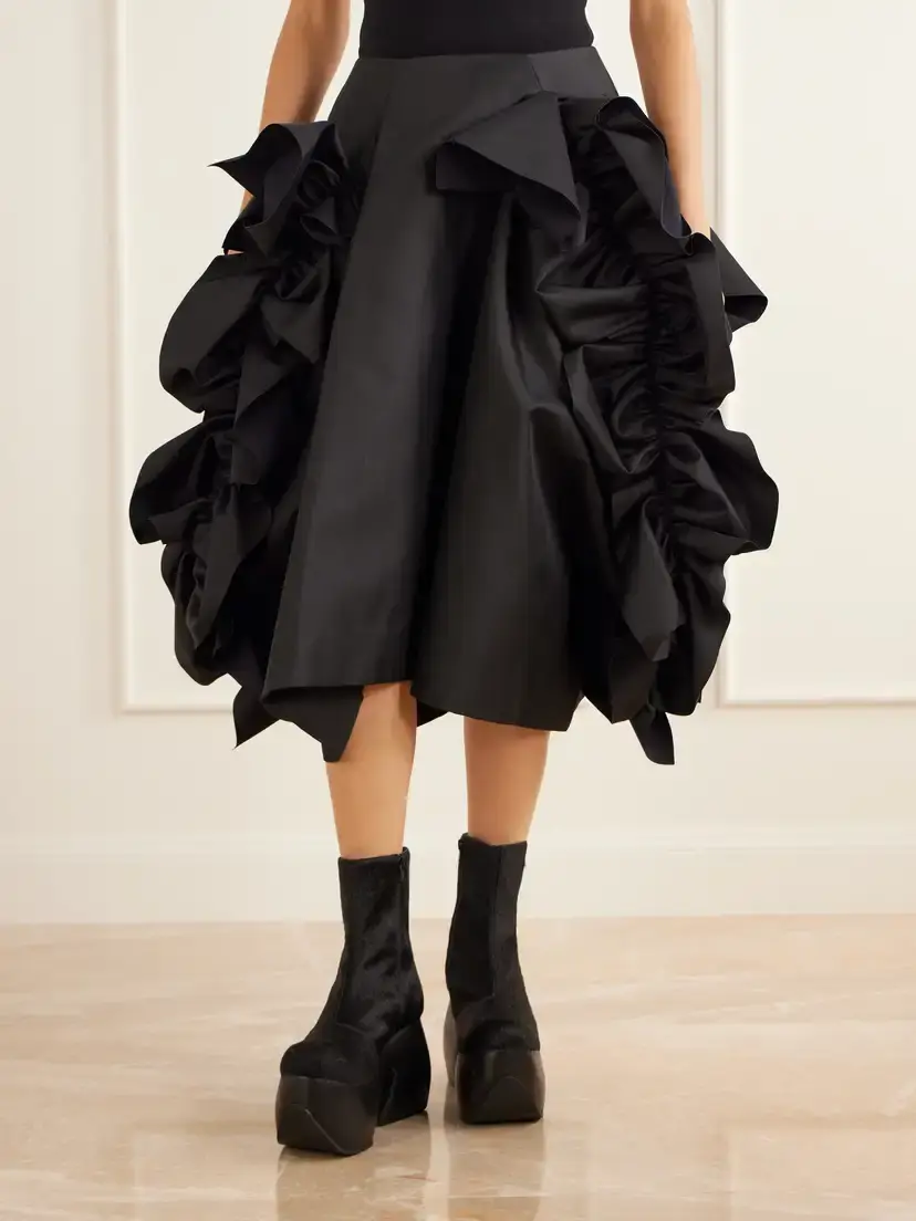 Comme des Garçons Ruffled Drill Midi Skirt | Thumbnail 3 Comme des Garçons Ruffled Drill Midi Skirt | Thumbnail 3