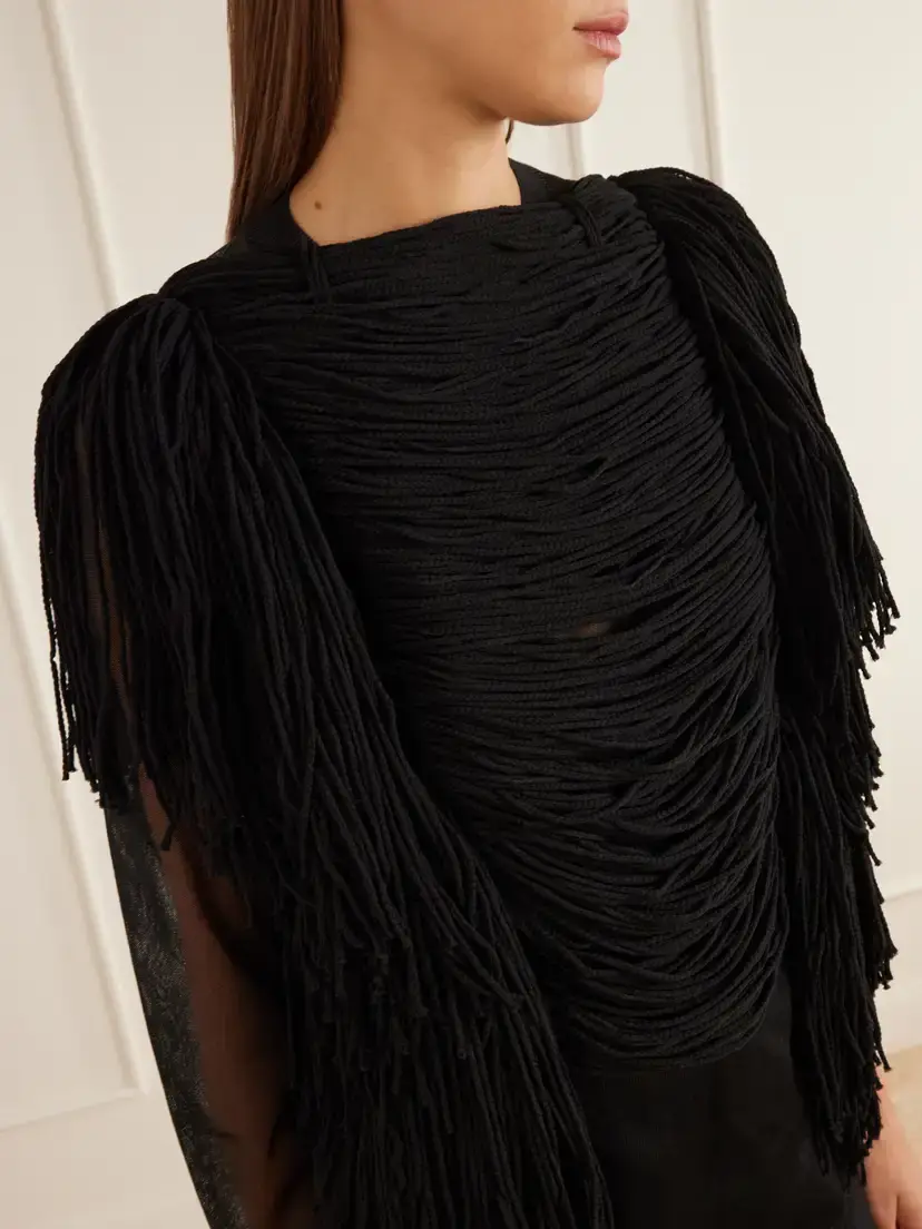Comme des Garçons Gathered Fringed Jersey Top | Thumbnail 4