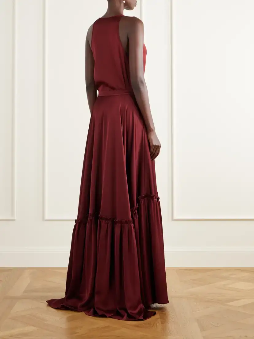 Giuliva Heritage The Margot Ruffled Tiered Satin Maxi Skirt | Thumbnail 4 Giuliva Heritage The Margot Ruffled Tiered Satin Maxi Skirt | Thumbnail 4
