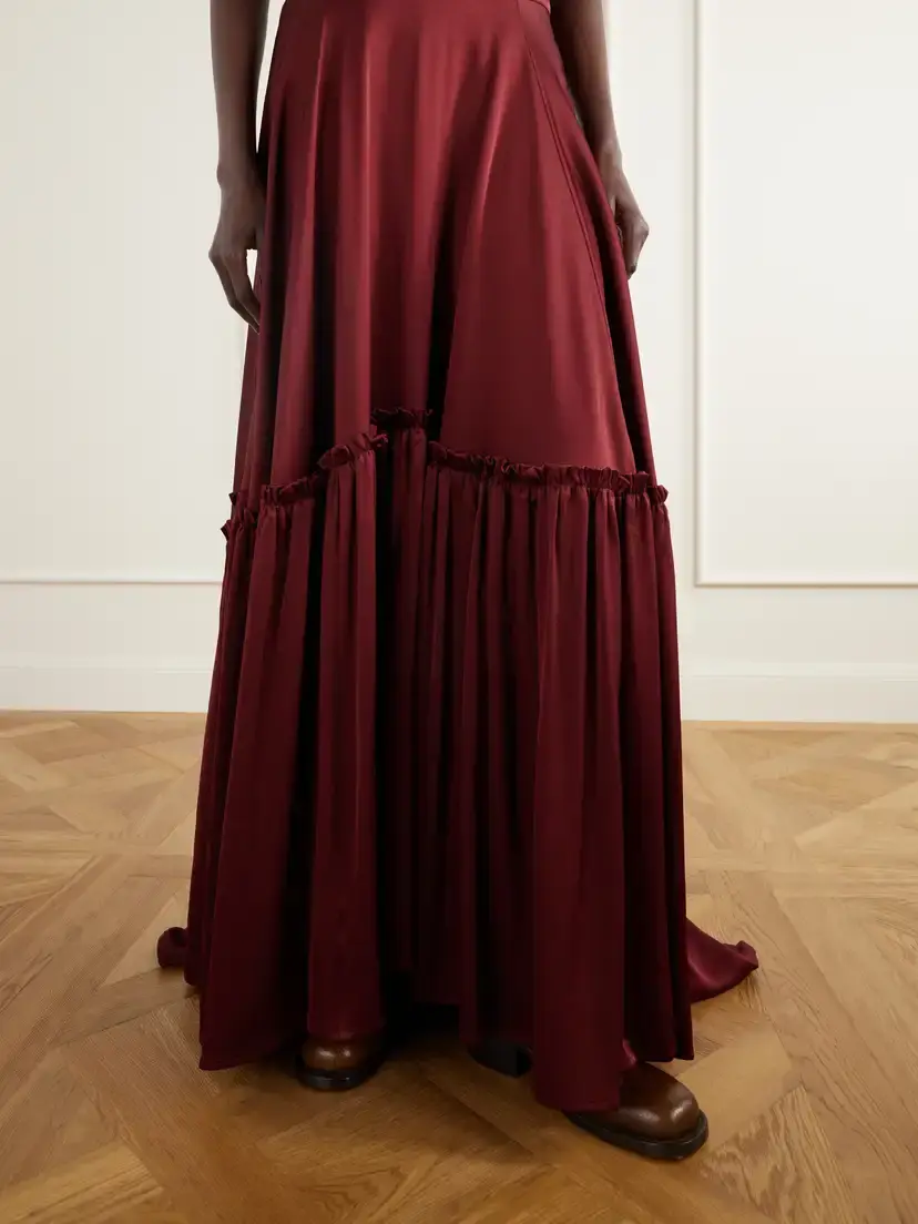 Giuliva Heritage The Margot Ruffled Tiered Satin Maxi Skirt | Thumbnail 5 Giuliva Heritage The Margot Ruffled Tiered Satin Maxi Skirt | Thumbnail 5