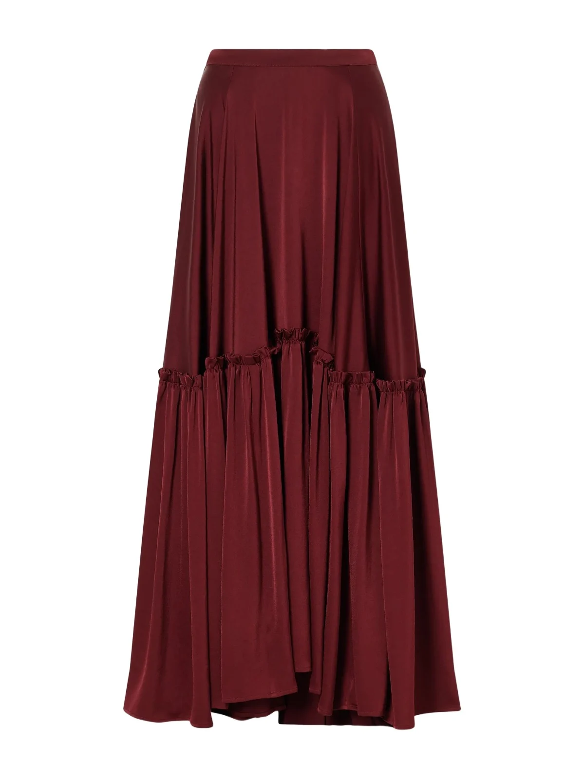 The Margot Ruffled Tiered Satin Maxi Skirt