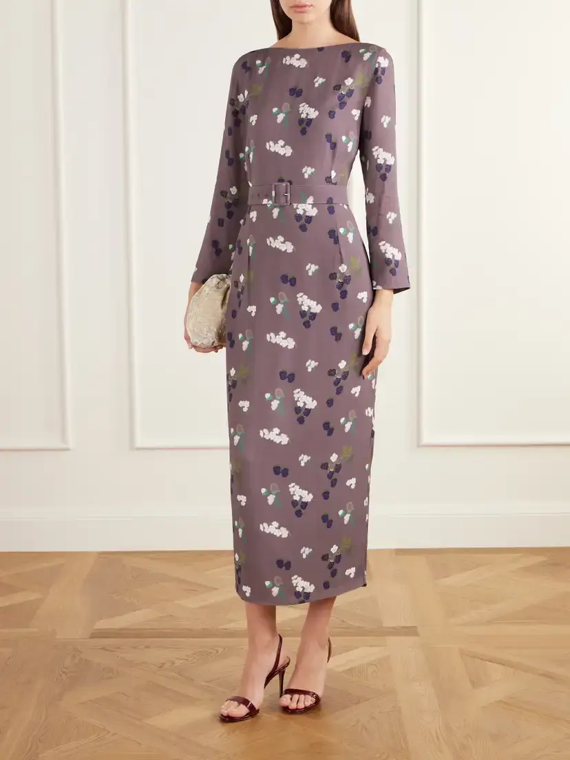 BERNADETTE Luce Belted Floral-print Crepe De Chine Midi Dress | Thumbnail 2 BERNADETTE Luce Belted Floral-print Crepe De Chine Midi Dress | Thumbnail 2
