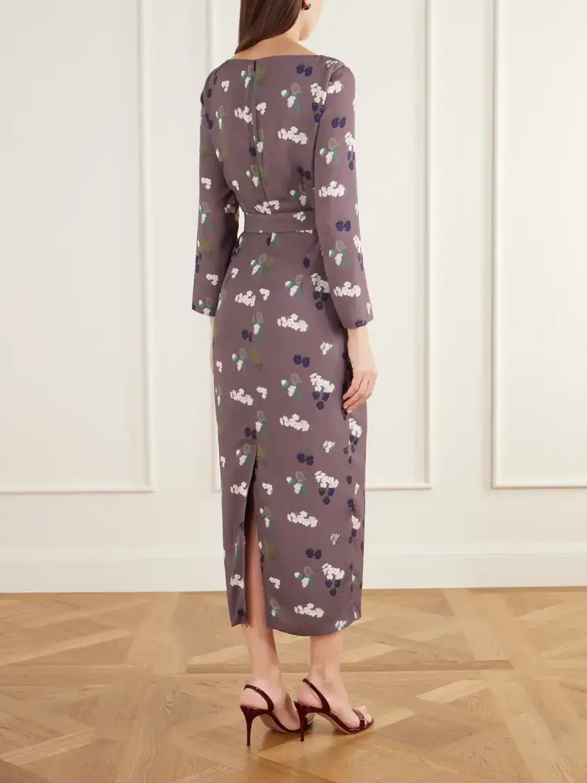 BERNADETTE Luce Belted Floral-print Crepe De Chine Midi Dress | Thumbnail 3 BERNADETTE Luce Belted Floral-print Crepe De Chine Midi Dress | Thumbnail 3