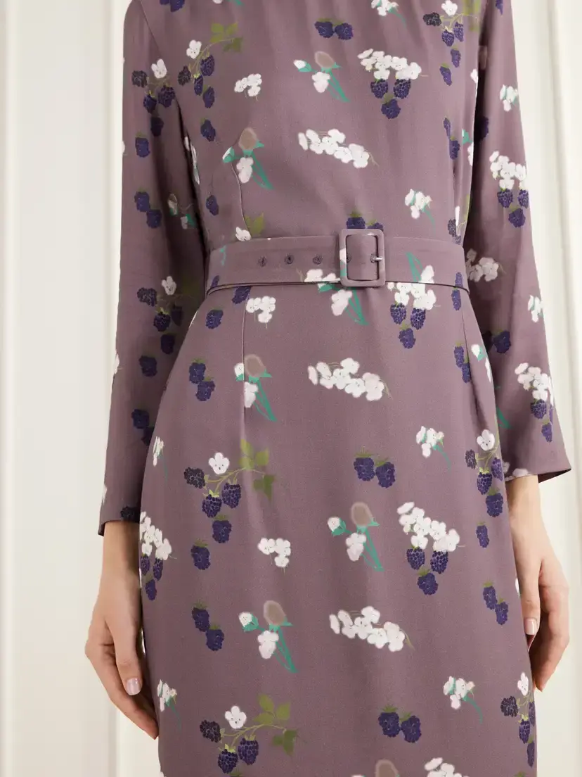 BERNADETTE Luce Belted Floral-print Crepe De Chine Midi Dress | Thumbnail 4 BERNADETTE Luce Belted Floral-print Crepe De Chine Midi Dress | Thumbnail 4