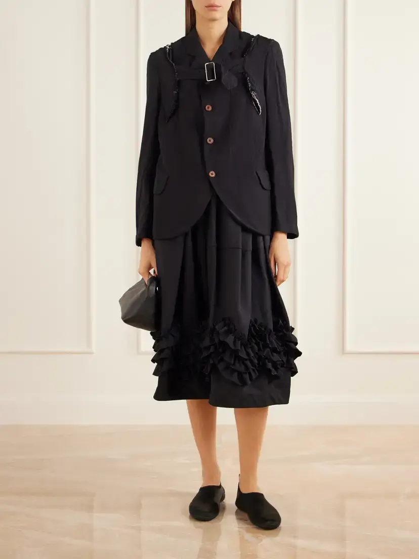 Comme des Garçons Comme des Garçons Ruffle-detail Tiered Twill Midi Skirt | Thumbnail 2 Comme des Garçons Comme des Garçons Ruffle-detail Tiered Twill Midi Skirt | Thumbnail 2