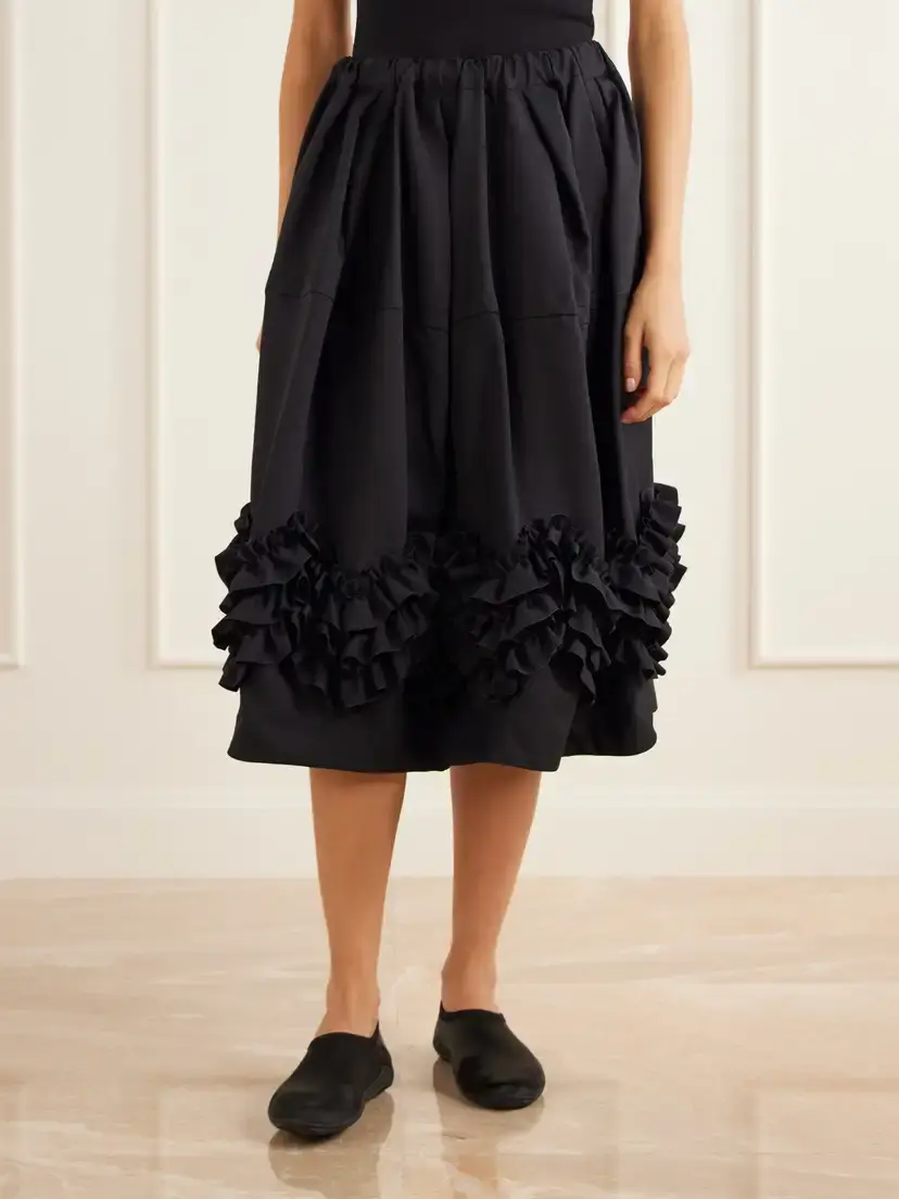 Comme des Garçons Comme des Garçons Ruffle-detail Tiered Twill Midi Skirt | Thumbnail 3 Comme des Garçons Comme des Garçons Ruffle-detail Tiered Twill Midi Skirt | Thumbnail 3