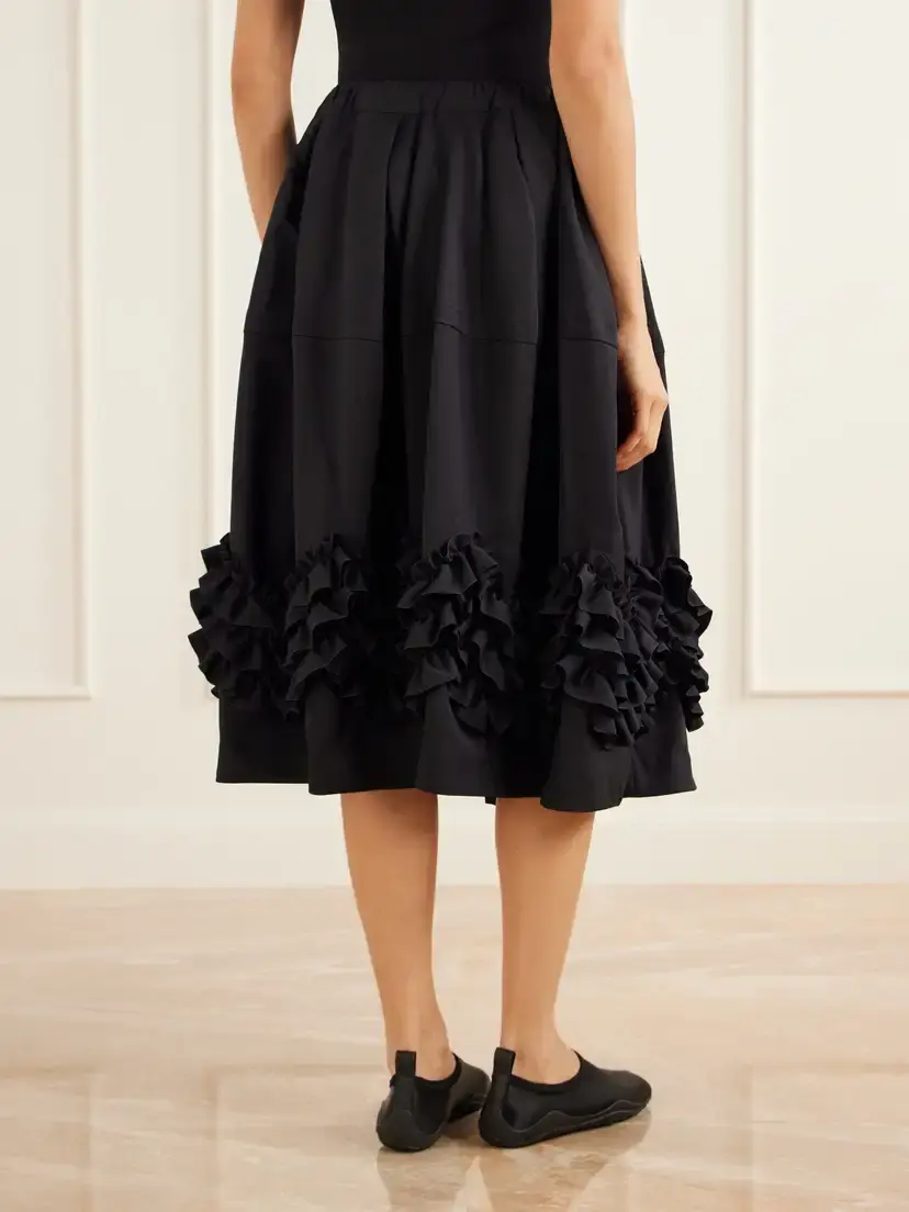 Comme des Garçons Comme des Garçons Ruffle-detail Tiered Twill Midi Skirt | Thumbnail 4 Comme des Garçons Comme des Garçons Ruffle-detail Tiered Twill Midi Skirt | Thumbnail 4
