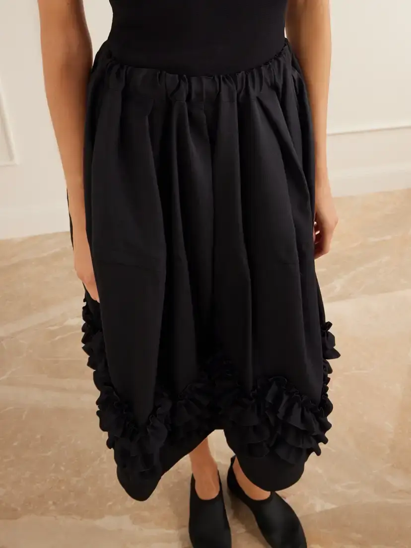 Comme des Garçons Comme des Garçons Ruffle-detail Tiered Twill Midi Skirt | Thumbnail 5 Comme des Garçons Comme des Garçons Ruffle-detail Tiered Twill Midi Skirt | Thumbnail 5