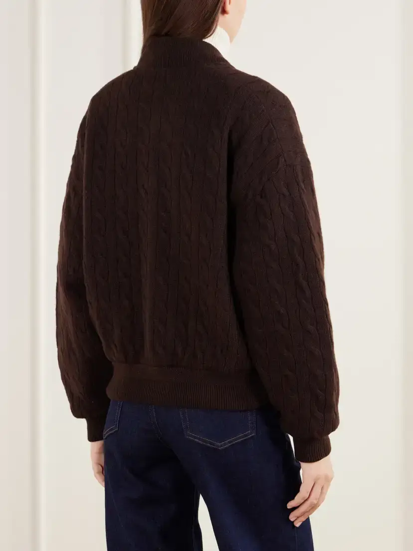 Polo Ralph Lauren Logo-embroidered Cable-knit Wool And Cashmere-blend Bomber Jacket | Thumbnail 4 Polo Ralph Lauren Logo-embroidered Cable-knit Wool And Cashmere-blend Bomber Jacket | Thumbnail 4