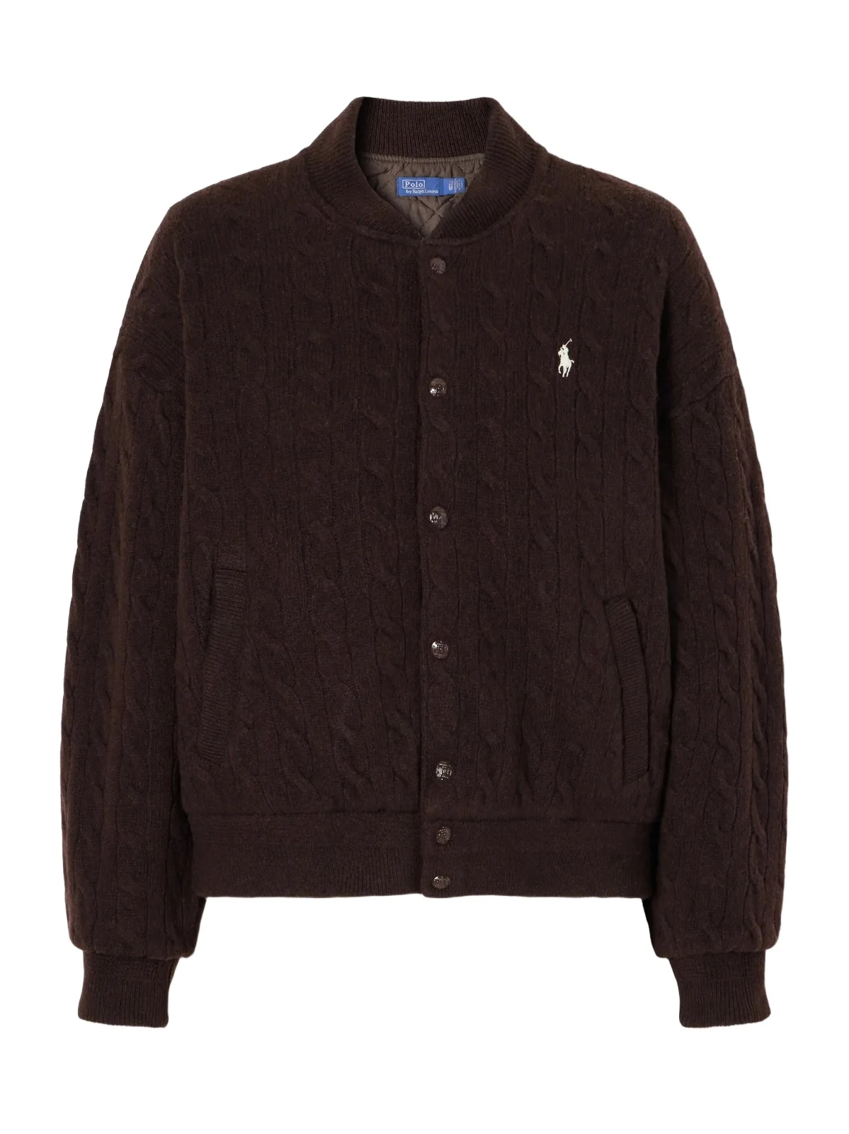 Logo-embroidered Cable-knit Wool And Cashmere-blend Bomber Jacket