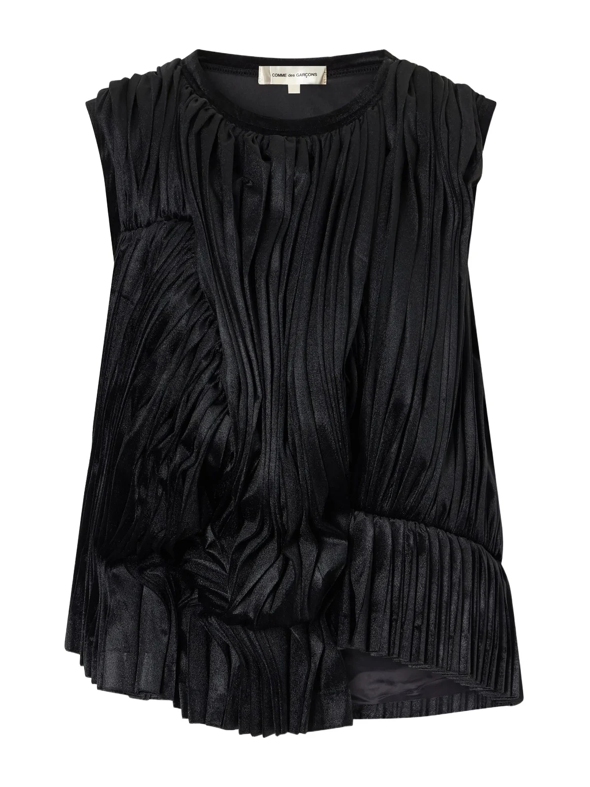 Comme des Garçons Asymmetric Pleated Draped Jersey-velour Top