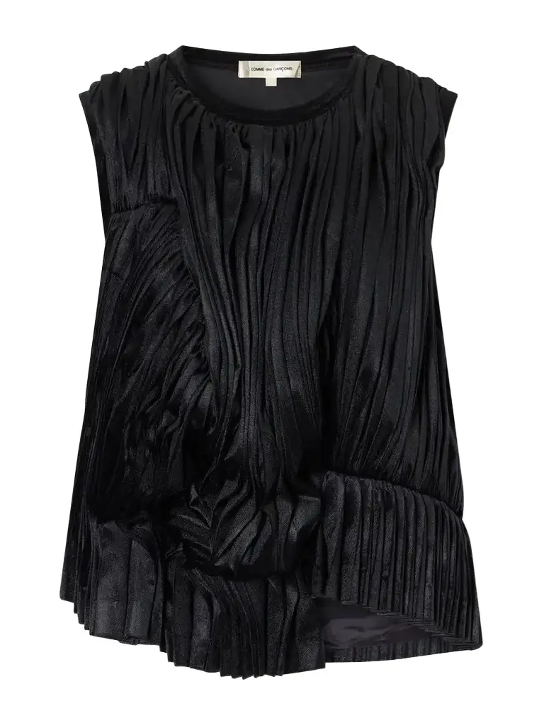 Comme des Garçons Asymmetric Pleated Draped Jersey-velour Top