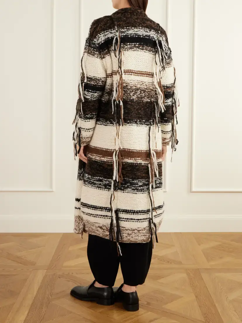 Lauren Manoogian Rio Striped Fringed Alpaca, Cotton And Merino Wool-blend Knitted Cardigan | Thumbnail 4 Lauren Manoogian Rio Striped Fringed Alpaca, Cotton And Merino Wool-blend Knitted Cardigan | Thumbnail 4