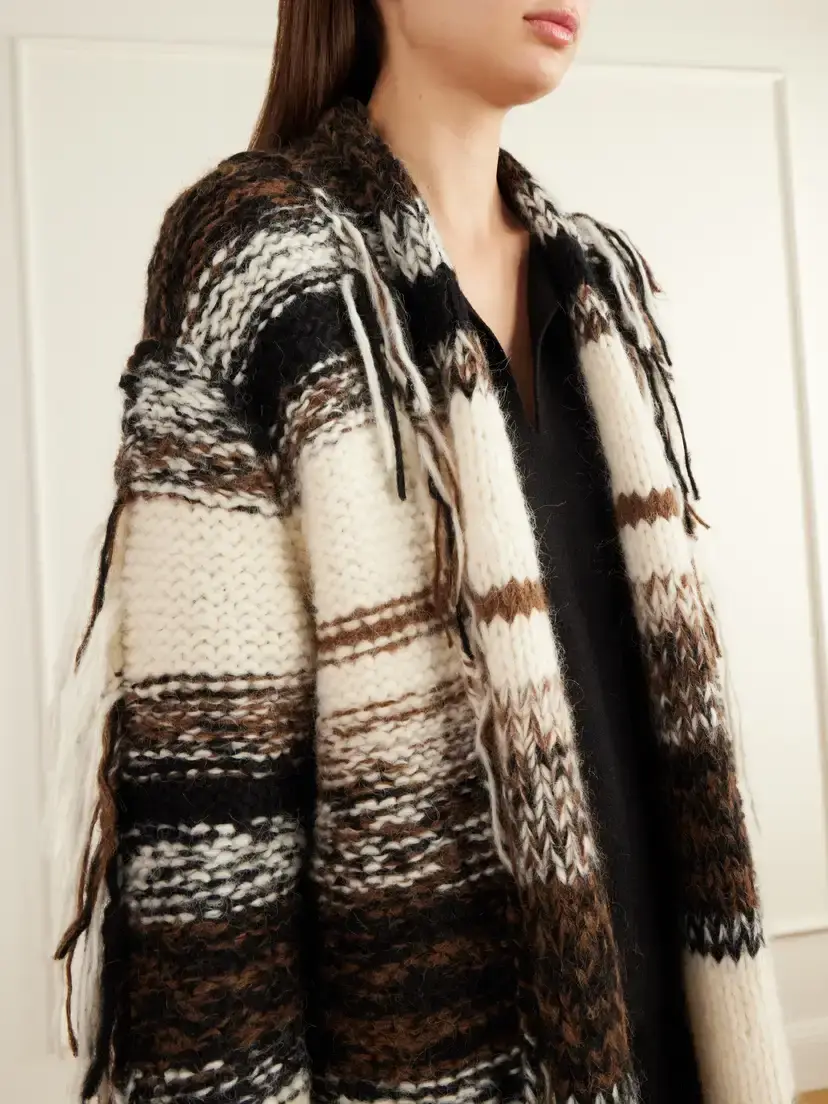 Lauren Manoogian Rio Striped Fringed Alpaca, Cotton And Merino Wool-blend Knitted Cardigan | Thumbnail 5 Lauren Manoogian Rio Striped Fringed Alpaca, Cotton And Merino Wool-blend Knitted Cardigan | Thumbnail 5