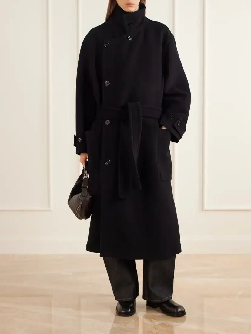Lemaire Belted Double-breasted Wool-felt Coat | Thumbnail 2