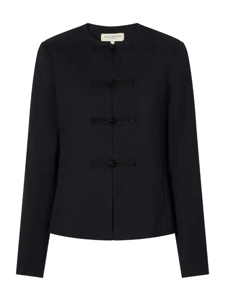 Tilda Collarless Wool-blend Gabardine Jacket Tilda Collarless Wool-blend Gabardine Jacket