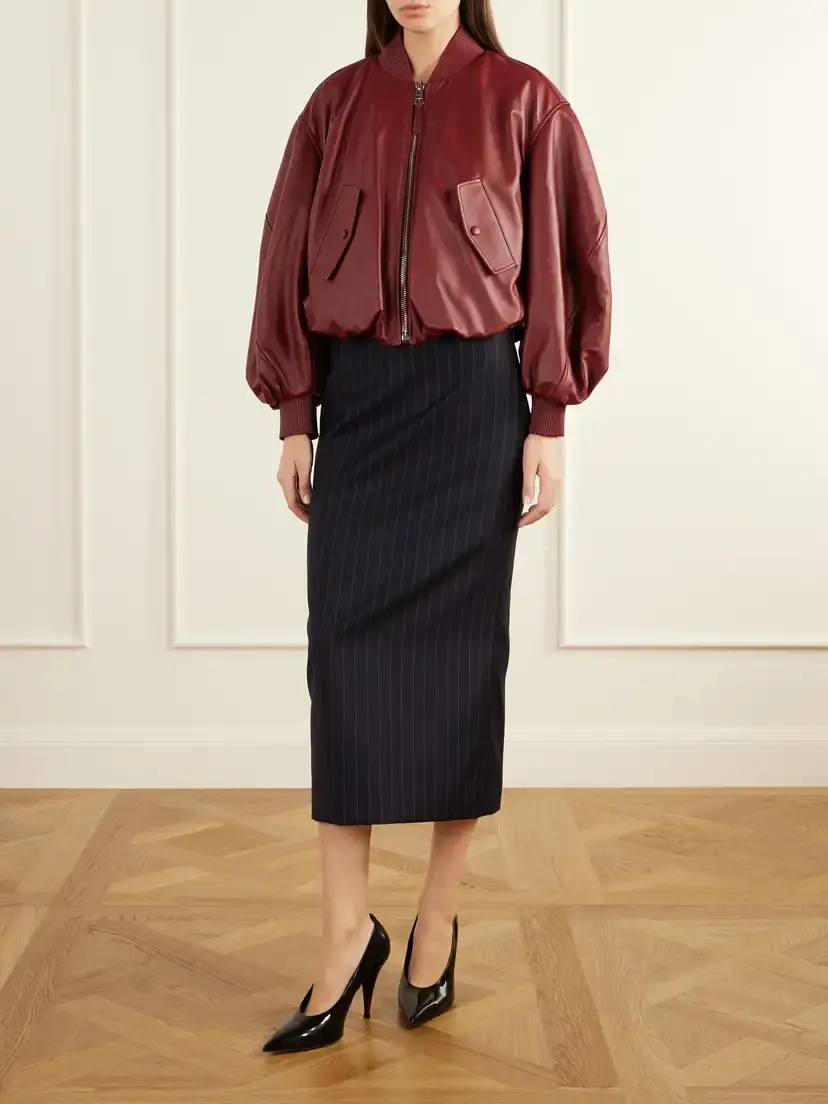 Givenchy Cropped Gathered Leather Bomber Jacket | Thumbnail 2 Givenchy Cropped Gathered Leather Bomber Jacket | Thumbnail 2