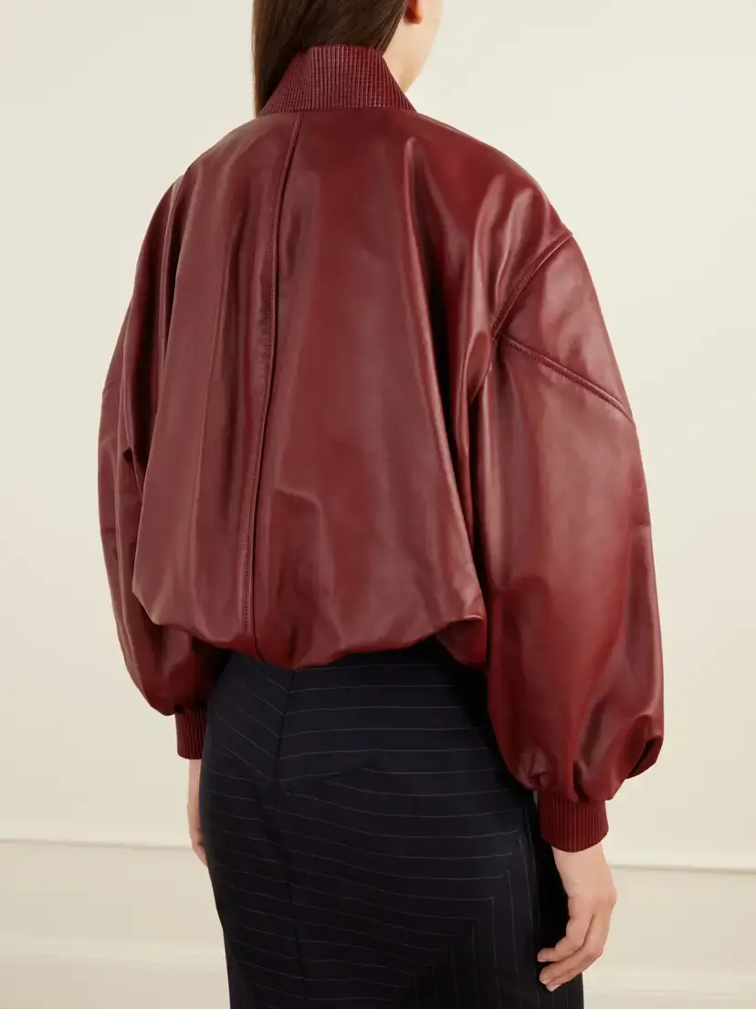 Givenchy Cropped Gathered Leather Bomber Jacket | Thumbnail 3 Givenchy Cropped Gathered Leather Bomber Jacket | Thumbnail 3