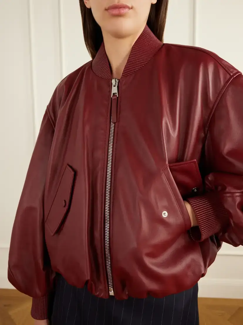 Givenchy Cropped Gathered Leather Bomber Jacket | Thumbnail 4 Givenchy Cropped Gathered Leather Bomber Jacket | Thumbnail 4