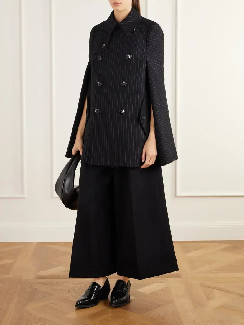 Junya Watanabe Pinstriped Wool-blend Twill Cape | Thumbnail 2 Junya Watanabe Pinstriped Wool-blend Twill Cape | Thumbnail 2