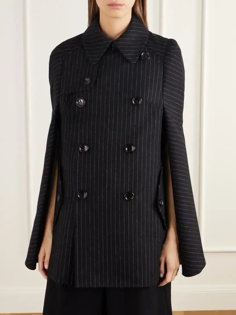 Junya Watanabe Pinstriped Wool-blend Twill Cape | Thumbnail 3 Junya Watanabe Pinstriped Wool-blend Twill Cape | Thumbnail 3
