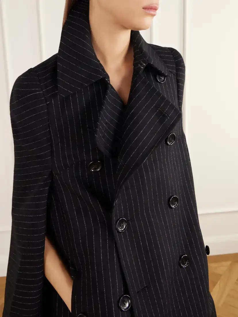 Junya Watanabe Pinstriped Wool-blend Twill Cape | Thumbnail 5 Junya Watanabe Pinstriped Wool-blend Twill Cape | Thumbnail 5