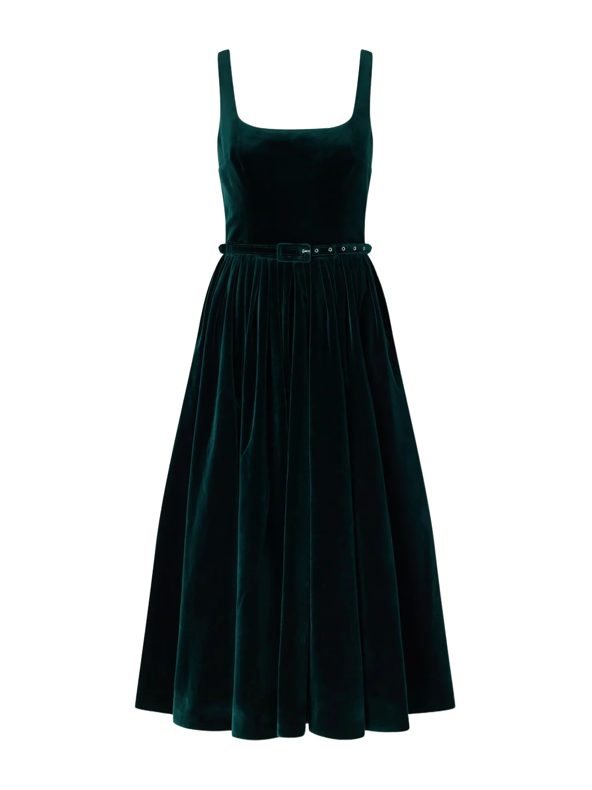 Emilia Wickstead Eagle Belted Pleated Cotton-velvet Midi Dress