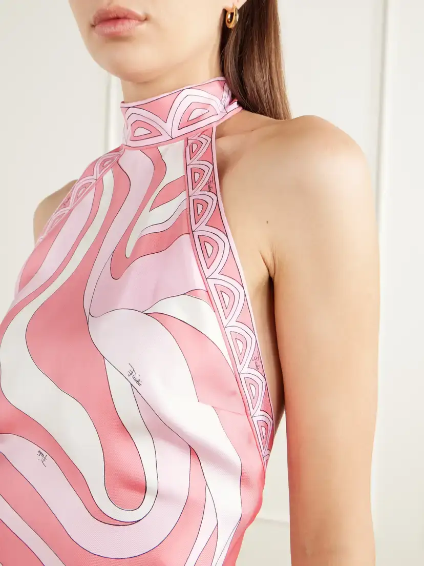 PUCCI Printed Silk-twill Halterneck Top | Thumbnail 4 PUCCI Printed Silk-twill Halterneck Top | Thumbnail 4