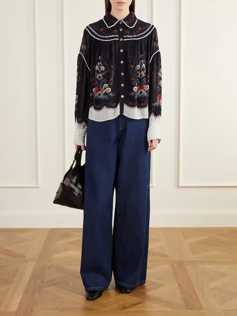 Farm Rio Nikita Printed Gathered Georgette Shirt | Thumbnail 2
