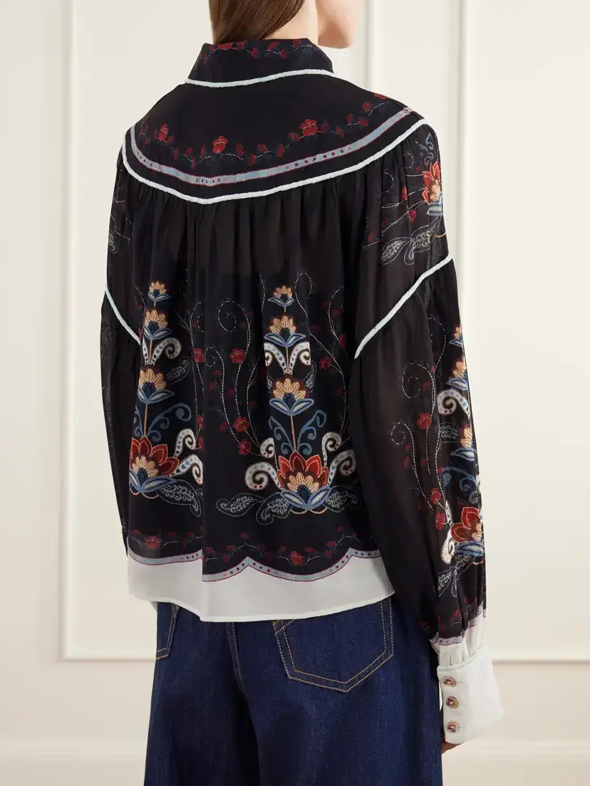 Farm Rio Nikita Printed Gathered Georgette Shirt | Thumbnail 4