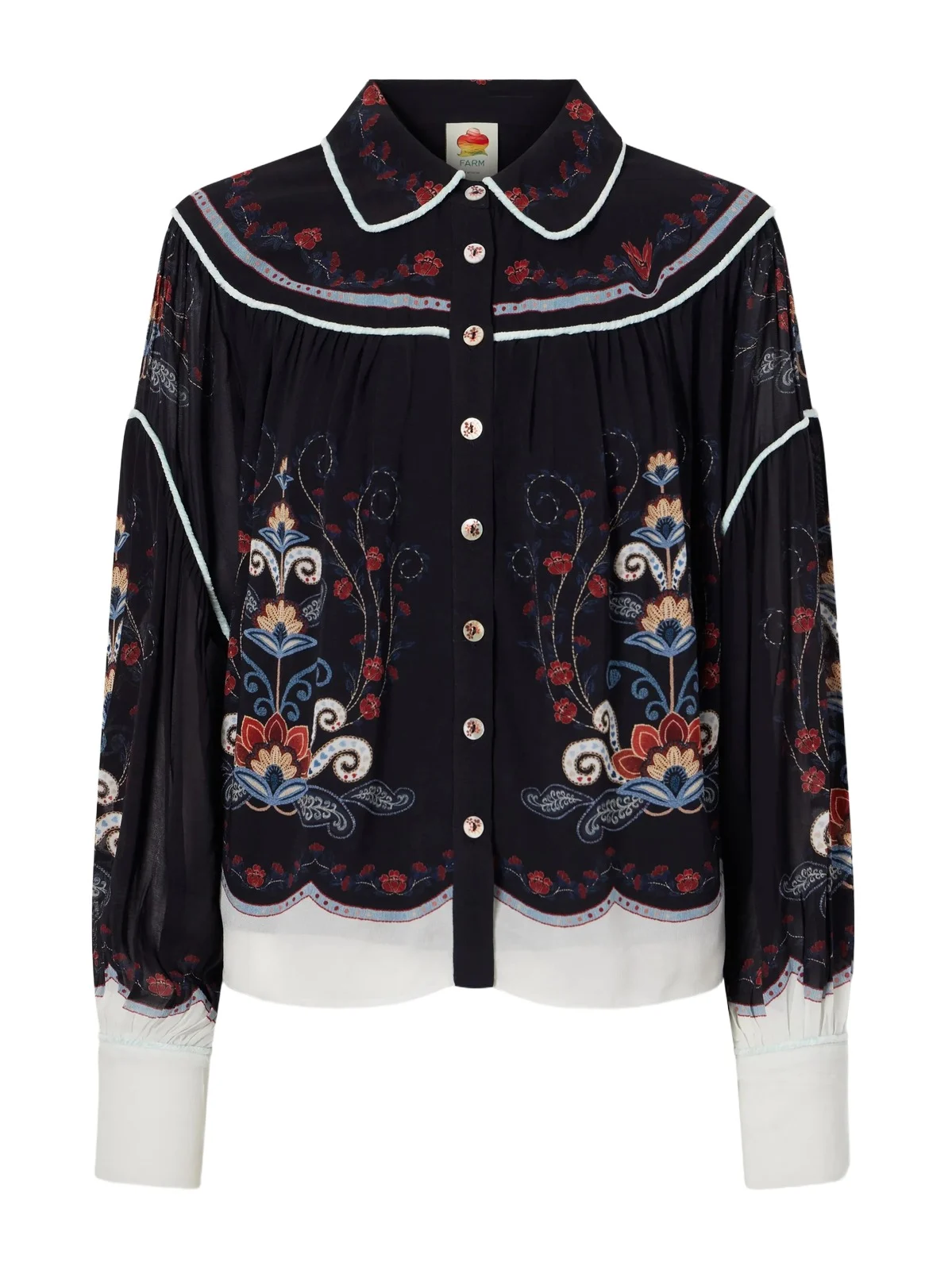 Farm Rio Nikita Printed Gathered Georgette Shirt