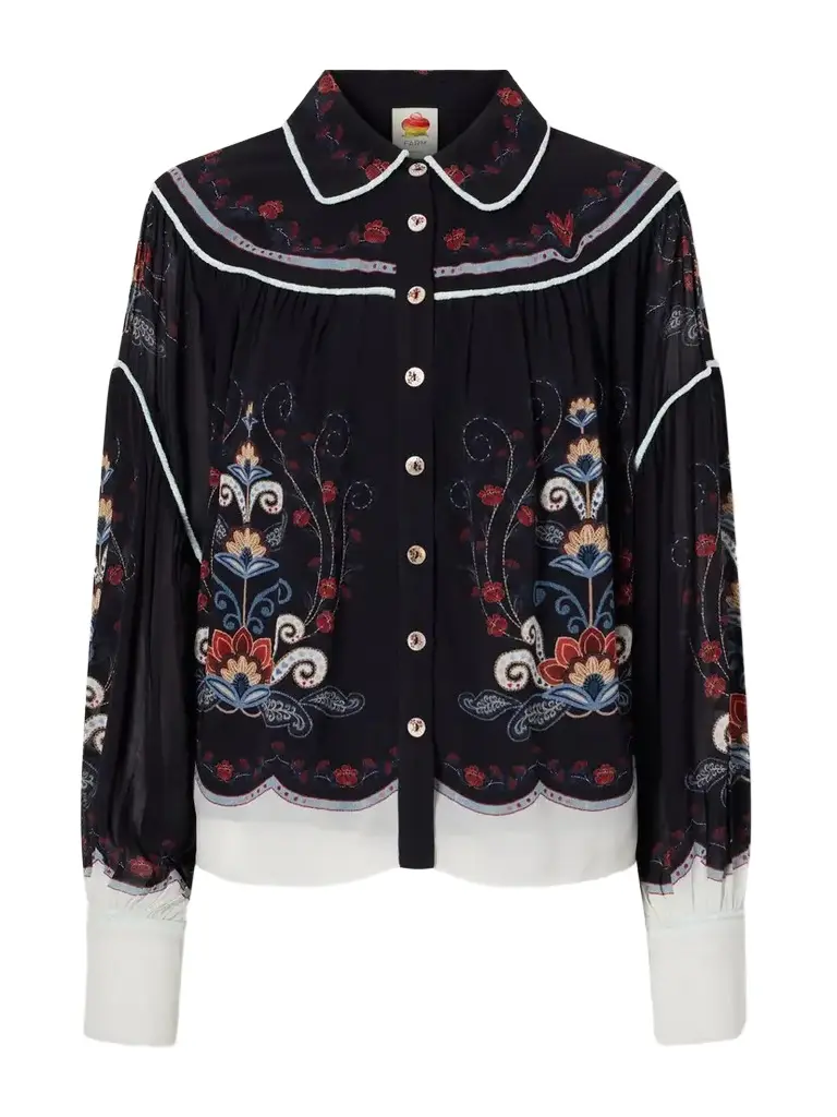 Farm Rio Nikita Printed Gathered Georgette Shirt
