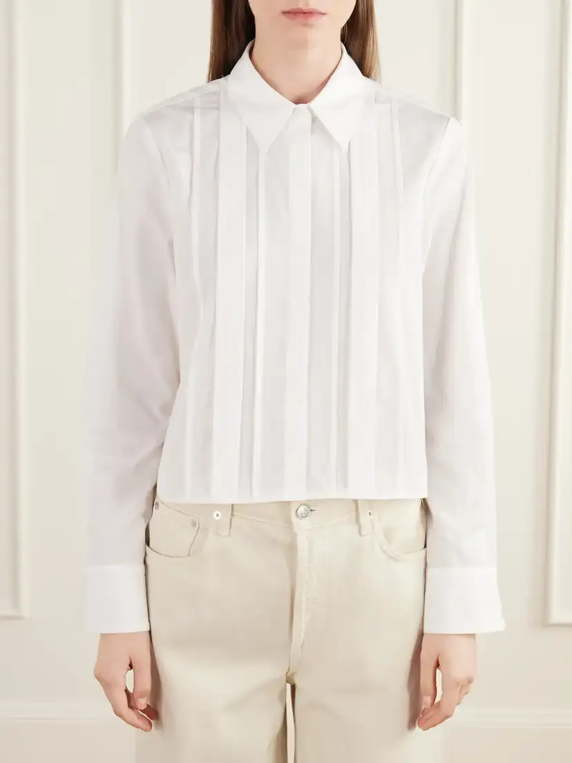 TWP Mon Cherie Cropped Pintucked Cotton-poplin Shirt | Thumbnail 2