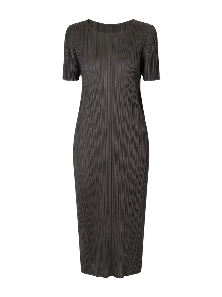 Pleats Please Issey Miyake Plissé Satin Midi Dress