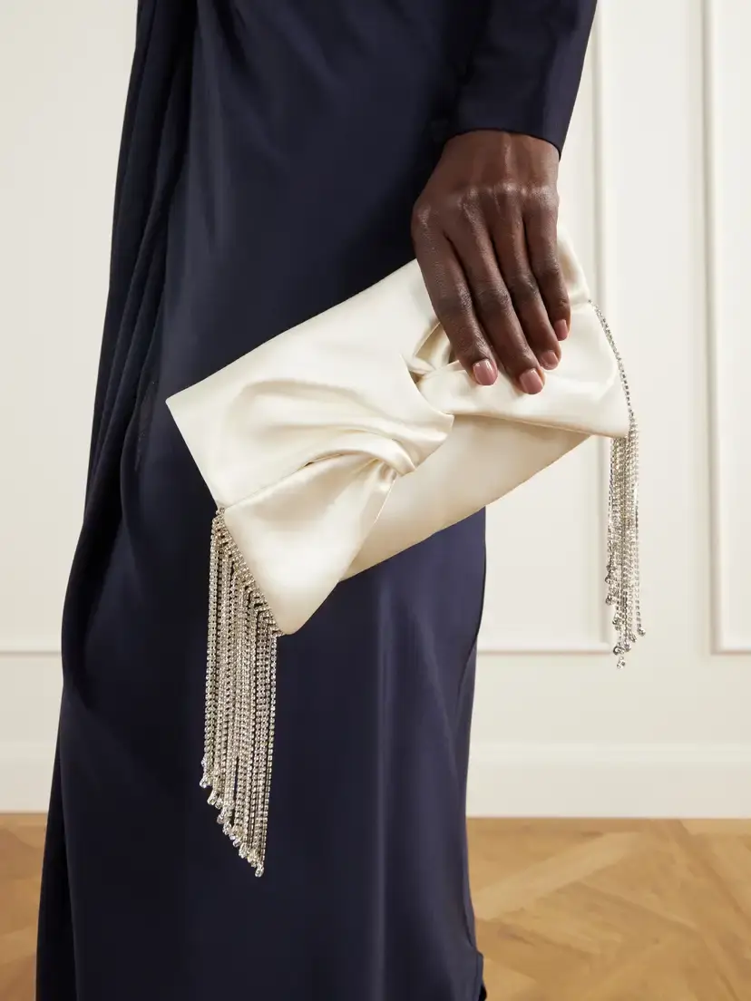 Anya Hindmarch Bow-detailed Crystal-embellished Satin Clutch | Thumbnail 2 Anya Hindmarch Bow-detailed Crystal-embellished Satin Clutch | Thumbnail 2