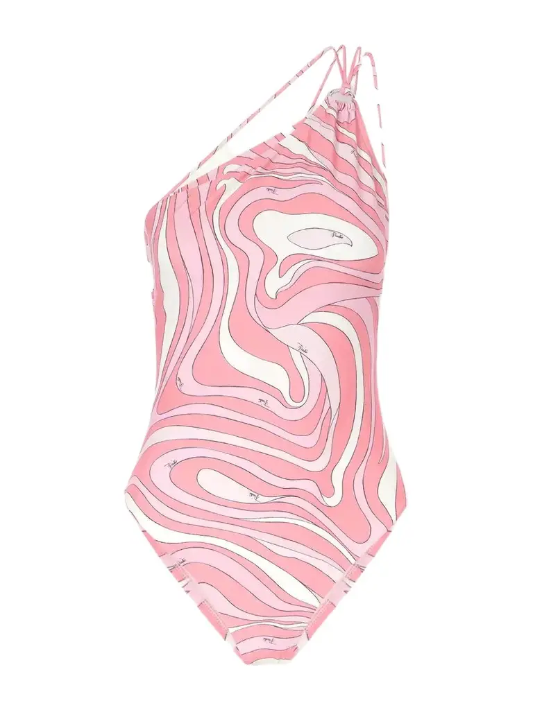 Printed One-shoulder Swimsuit