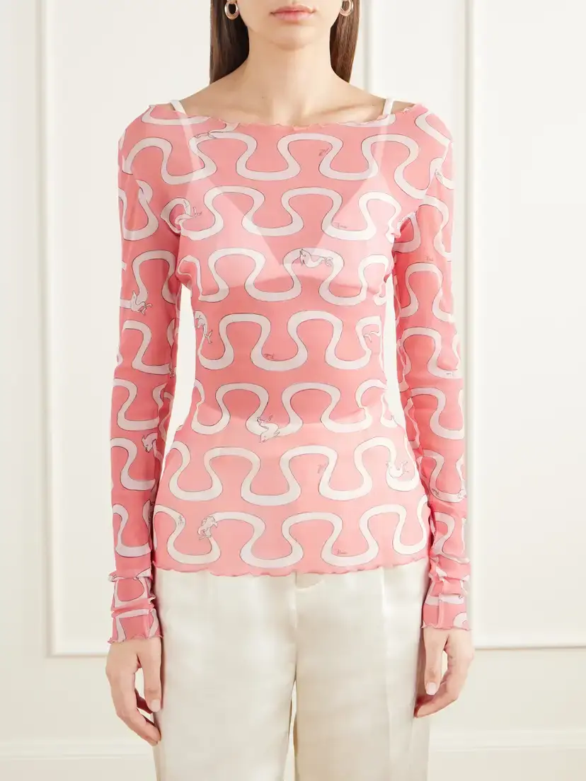 PUCCI Printed Stretch-tulle Top | Thumbnail 3 PUCCI Printed Stretch-tulle Top | Thumbnail 3