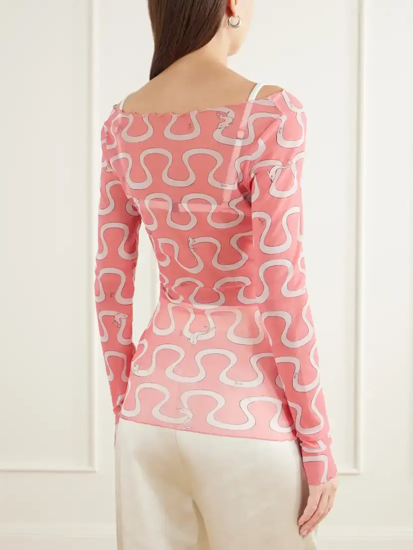PUCCI Printed Stretch-tulle Top | Thumbnail 4 PUCCI Printed Stretch-tulle Top | Thumbnail 4