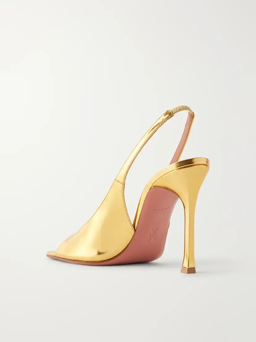 Amina Muaddi Alexa 105 Metallic Patent-leather Pumps | Thumbnail 3