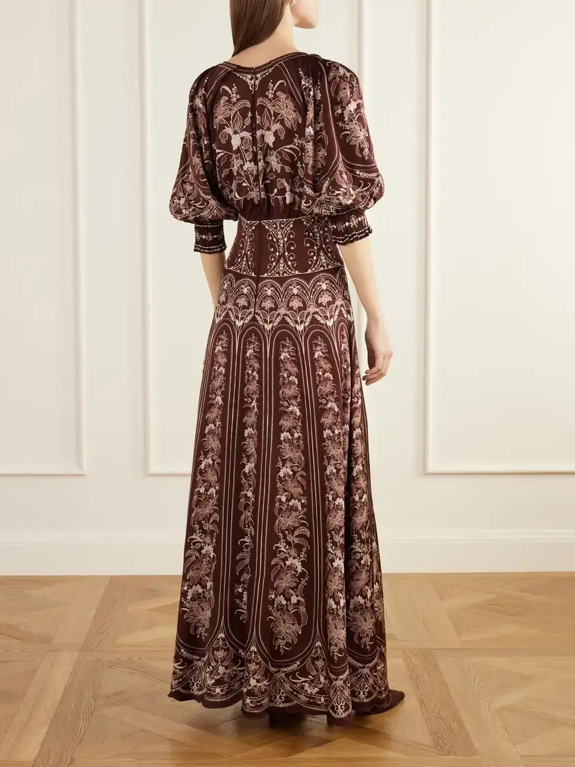Farm Rio Liz Scalloped Printed Satin Maxi Dress | Thumbnail 3 Farm Rio Liz Scalloped Printed Satin Maxi Dress | Thumbnail 3