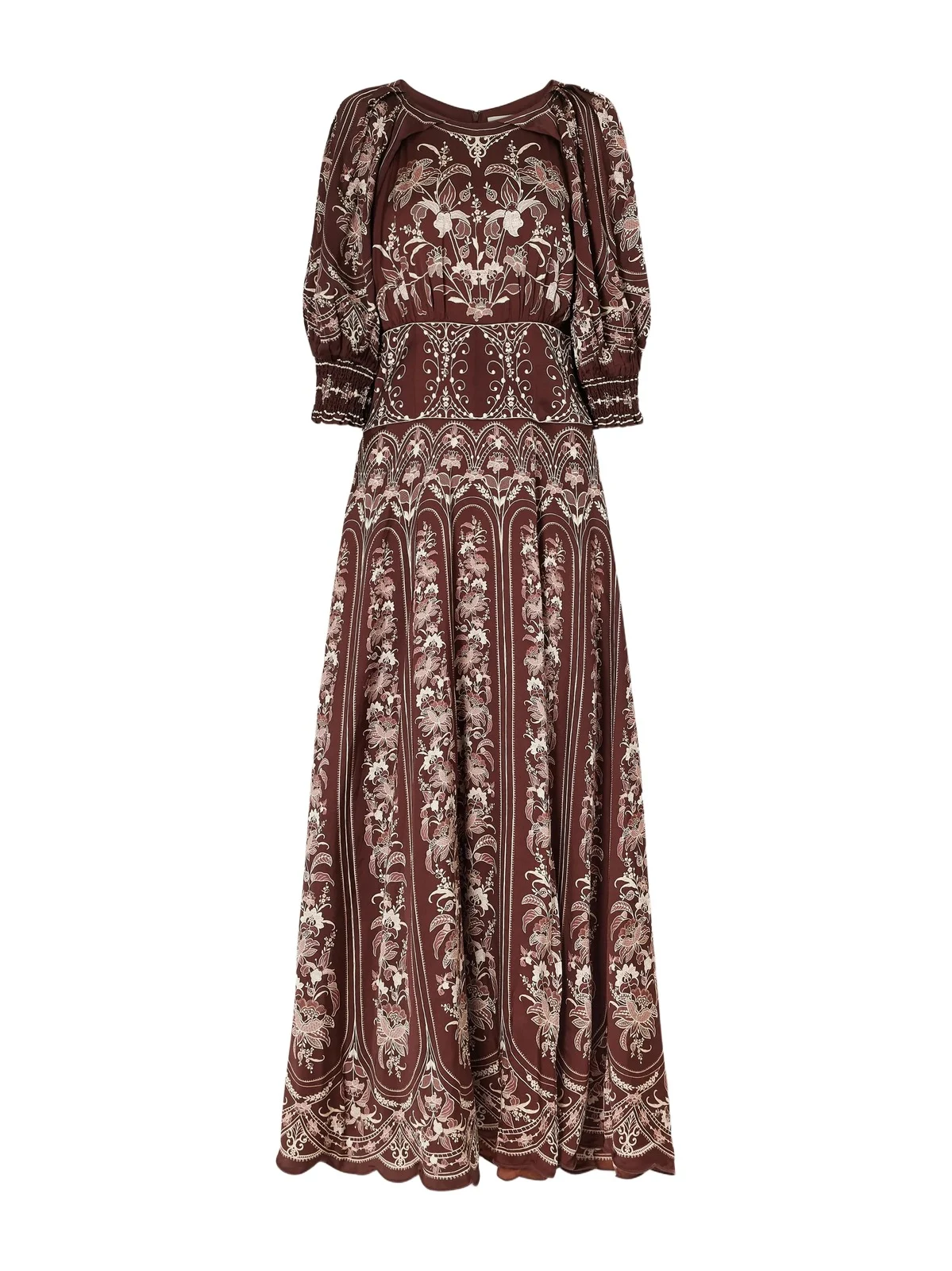 Liz Scalloped Printed Satin Maxi Dress Liz Scalloped Printed Satin Maxi Dress