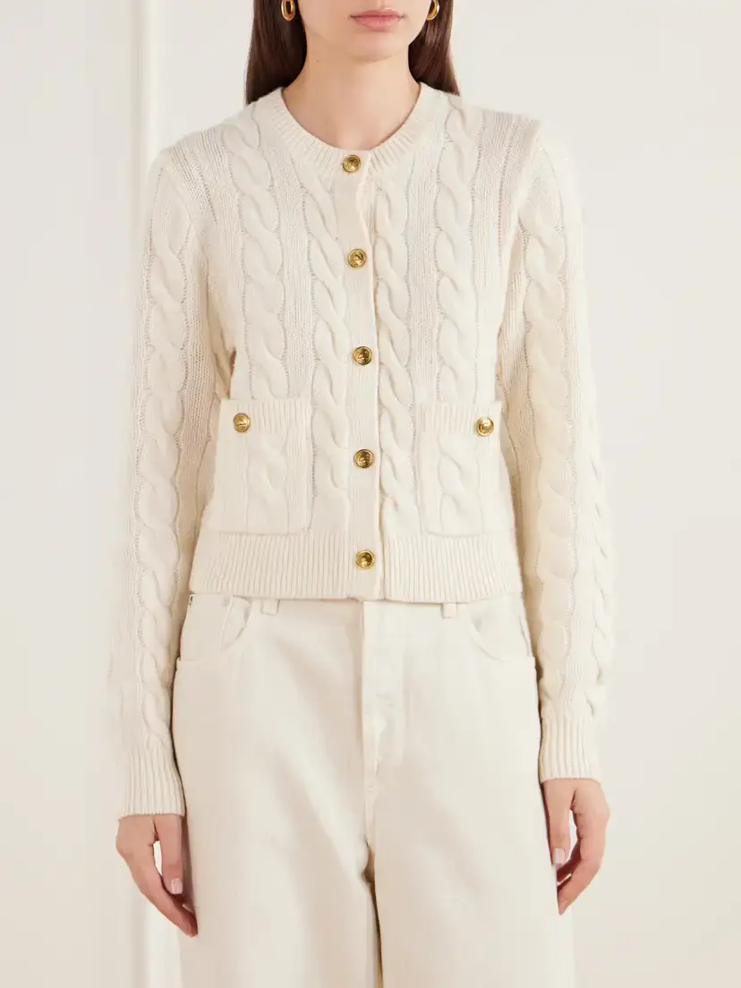 Polo Ralph Lauren Cropped Cable-knit Wool And Cashmere-blend Cardigan - Neutrals | Thumbnail 3 Polo Ralph Lauren Cropped Cable-knit Wool And Cashmere-blend Cardigan - Neutrals | Thumbnail 3