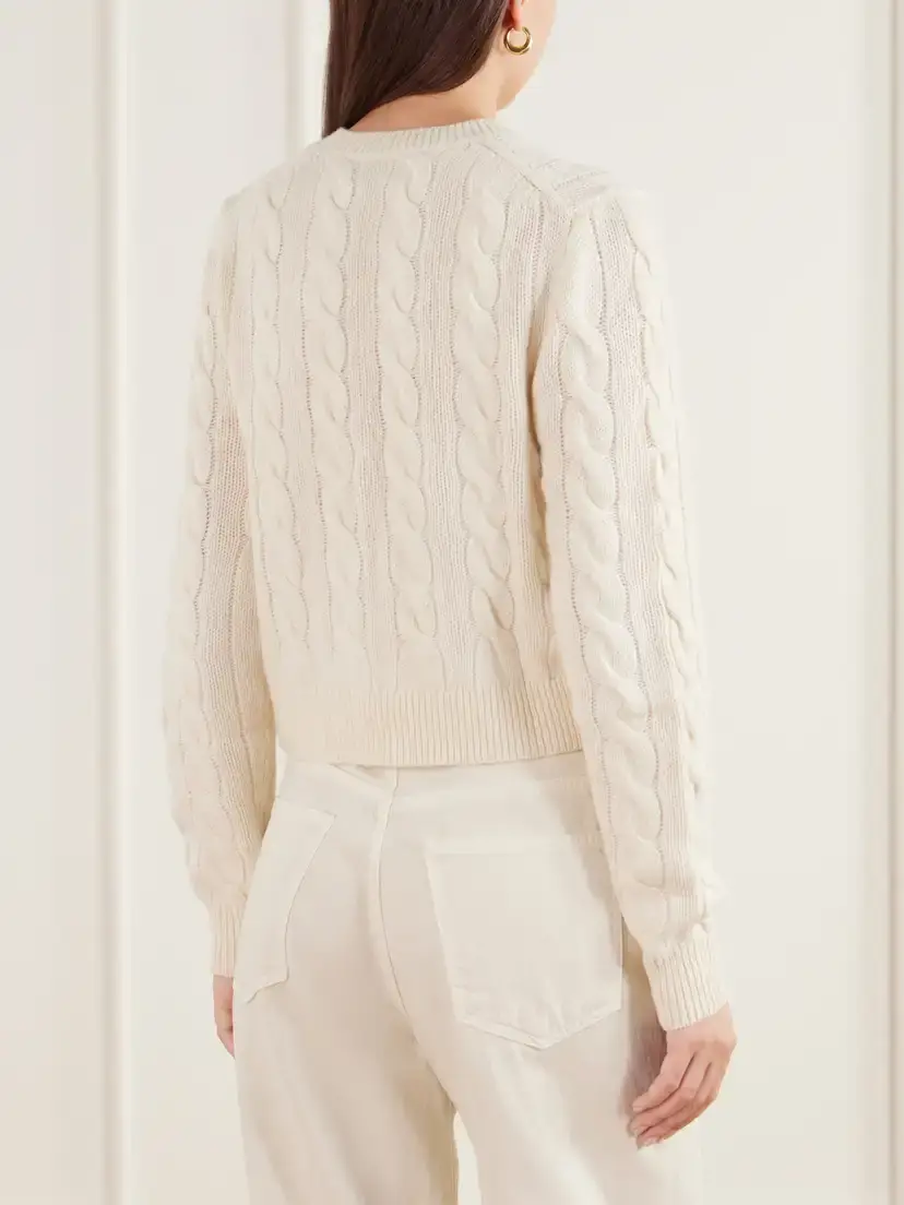 Polo Ralph Lauren Cropped Cable-knit Wool And Cashmere-blend Cardigan - Neutrals | Thumbnail 4 Polo Ralph Lauren Cropped Cable-knit Wool And Cashmere-blend Cardigan - Neutrals | Thumbnail 4