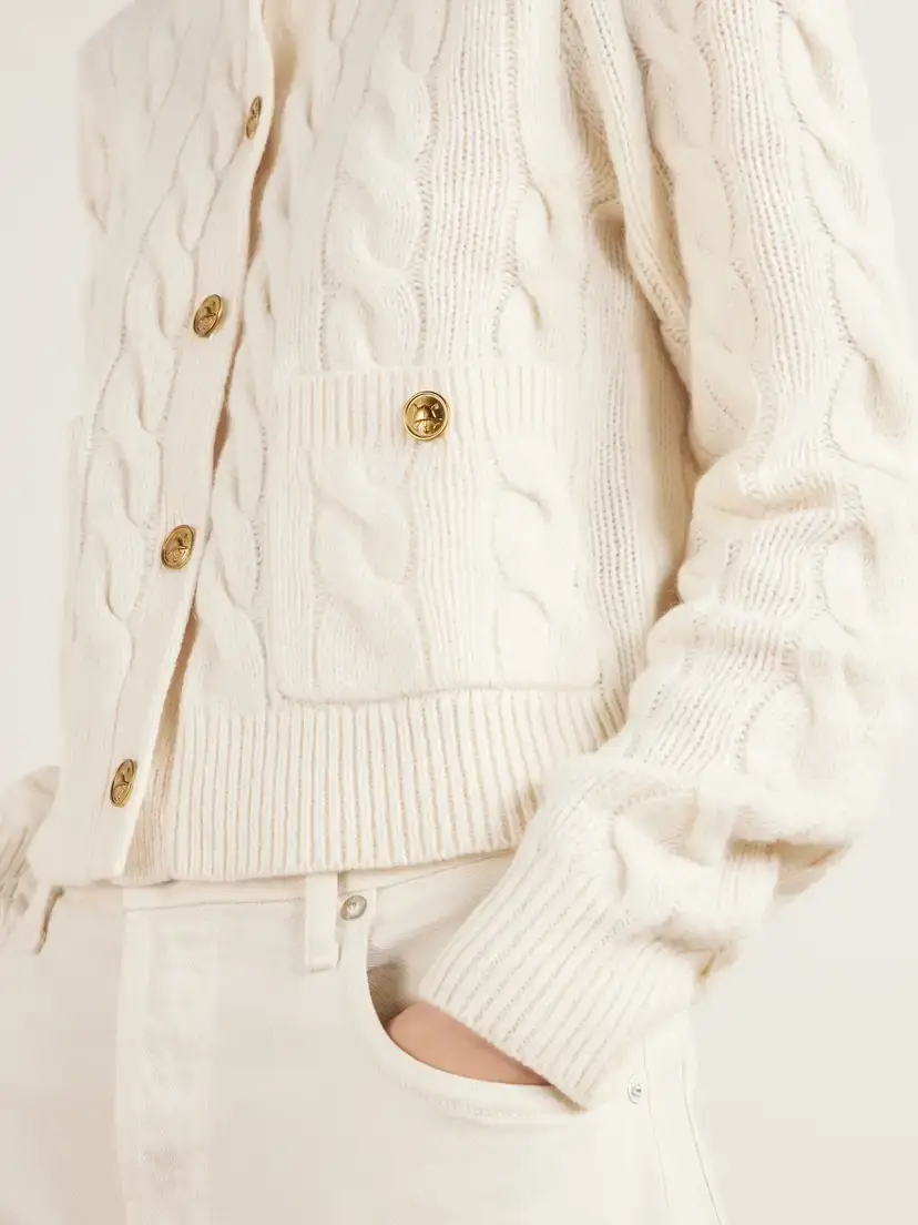 Polo Ralph Lauren Cropped Cable-knit Wool And Cashmere-blend Cardigan - Neutrals | Thumbnail 5 Polo Ralph Lauren Cropped Cable-knit Wool And Cashmere-blend Cardigan - Neutrals | Thumbnail 5