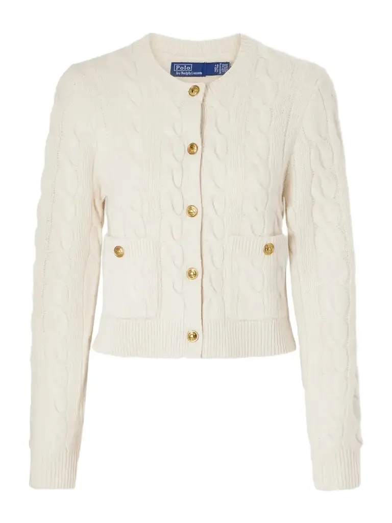 Polo Ralph Lauren Cropped Cable-knit Wool And Cashmere-blend Cardigan - Neutrals | Thumbnail 1 Polo Ralph Lauren Cropped Cable-knit Wool And Cashmere-blend Cardigan - Neutrals | Thumbnail 1