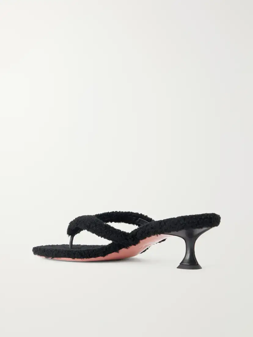 Amina Muaddi Juliette 45 Shearling Thong Sandals | Thumbnail 3 Amina Muaddi Juliette 45 Shearling Thong Sandals | Thumbnail 3