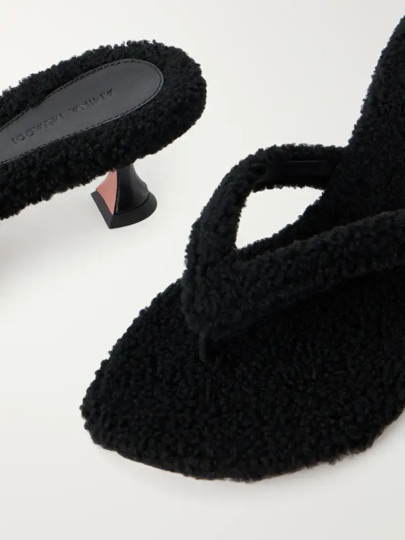 Amina Muaddi Juliette 45 Shearling Thong Sandals | Thumbnail 5 Amina Muaddi Juliette 45 Shearling Thong Sandals | Thumbnail 5