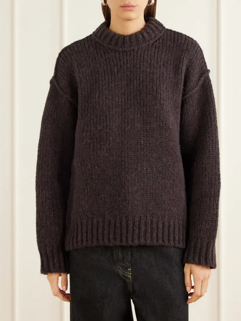 Our Legacy Ribbed Merino Wool And Alpaca-blend Sweater - Brown | Thumbnail 3 Our Legacy Ribbed Merino Wool And Alpaca-blend Sweater - Brown | Thumbnail 3