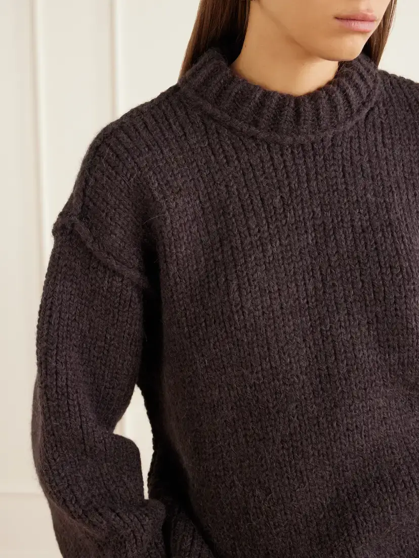 Our Legacy Ribbed Merino Wool And Alpaca-blend Sweater - Brown | Thumbnail 5 Our Legacy Ribbed Merino Wool And Alpaca-blend Sweater - Brown | Thumbnail 5